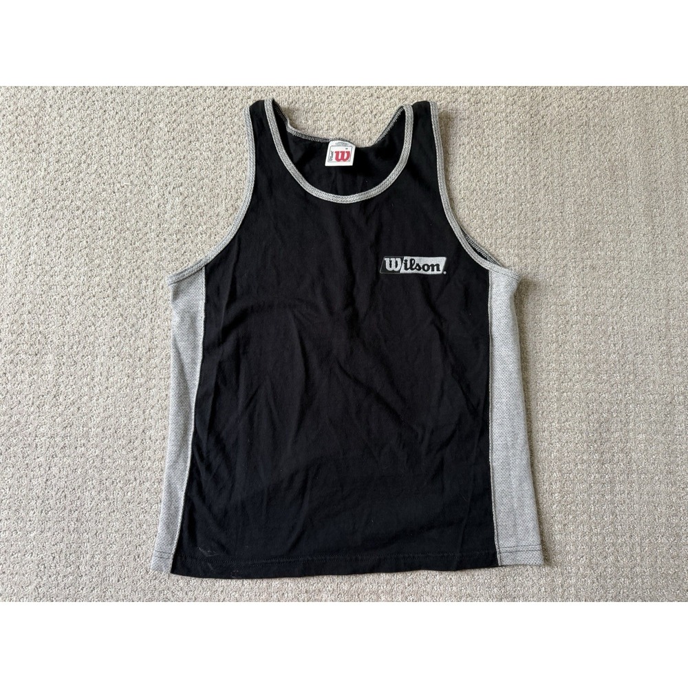 VTG Wilson Tank Top Mens M Black Gray Neck Sports